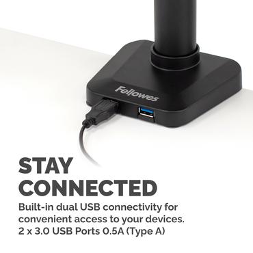 Fellowes Platinum Monitor Arm monteringssats - justerbar arm - f&ouml;r 2 monitorer - svart