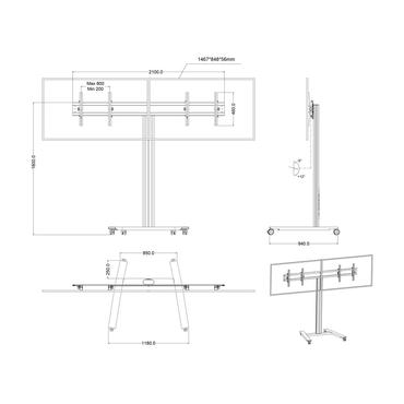 Multibrackets Public Display Stand 180 HD Dual vagn - f&ouml;r 2 LCD/plasmapaneler - svart