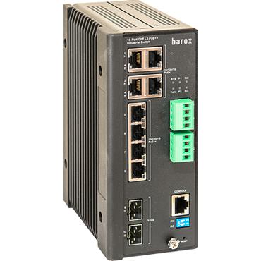 Barox Switch fÃ¼r Hutschienenmontage, 1/10GBit/s dym. Routing