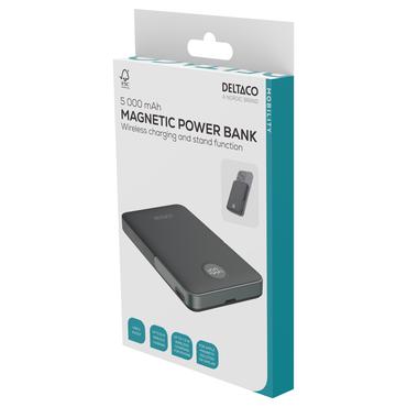 DELTACO PB-Q1007 powerbank - stand, magnet, up to 15W wireless charging - 24 pin USB-C - 20 Watt