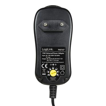 LogiLink PA0167 strømadapter og vekselret Indendørs 12 W Sort