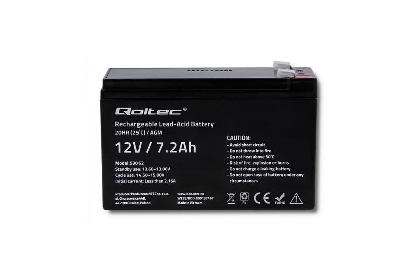 Qoltec - UPS-batteri - Bly-syra - 7.2 Ah