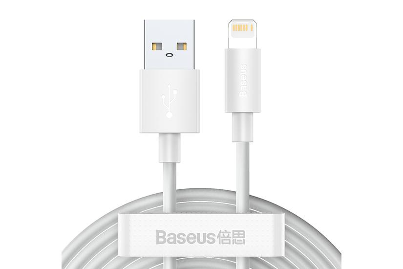Baseus Simple Wisdom 2x USB-A to Lightning Cable PD 2.4A, 1.5m - White