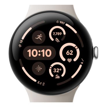 Google Pixel Watch 3 - polerat silver aluminium - smart klocka med aktivt band - porslin - 32 GB