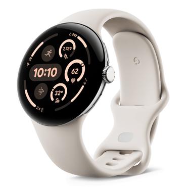 Google Pixel Watch 3 - polerat silver aluminium - smart klocka med aktivt band - porslin - 32 GB