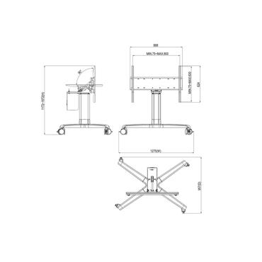 Multibrackets M Motorized Touch Tilt & Table vogn med hjul - motoriseret - for LCD-display / touchscreen - sølv