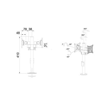 Multibrackets M monteringssæt - dobbelt ryg mod ryg - for digital skiltning LCD-panel/LCD-display - sort