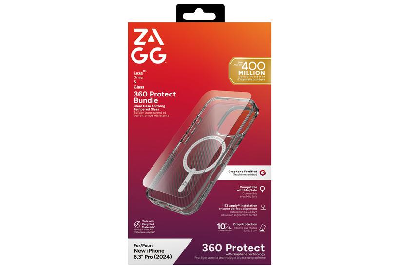 Zagg Luxe + Glass 360 - baksidesskydd f&ouml;r mobiltelefon