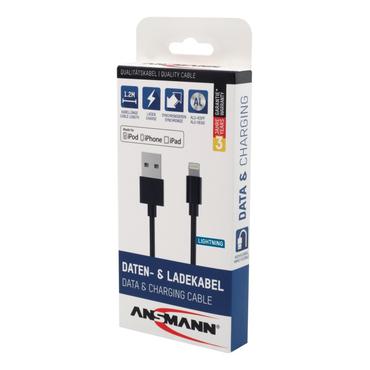 Ansmann 1700-0078 Lightning kabel 1,2 m Sort