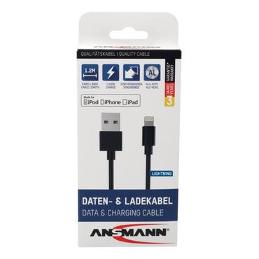 Ansmann 1700-0078 Lightning kabel 1,2 m Sort