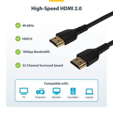 StarTech.com 1.5m (4.9ft) Premium High Speed HDMI Cable with Ethernet, 4K - HDMI-kabel med Ethernet - 1.5 m