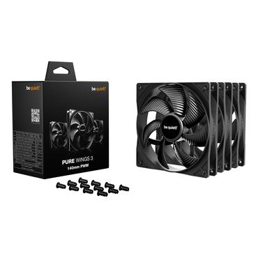 be quiet! Pure Wings 3 140mm | PWM Triple Pack Computerkabinet Ventilator 14 cm Sort 3 stk