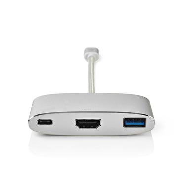 Nedis USB-Adapter  USB 3.2 Gen 1  USB-C™ Stecker  HDMI™ / USB-A Buchse / USB-C™ Buchse  5 Gbps  0.20 m  rund  Vergoldet  Geflochten / Nylon