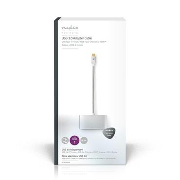 Nedis USB-Adapter  USB 3.2 Gen 1  USB-C™ Stecker  HDMI™ / USB-A Buchse / USB-C™ Buchse  5 Gbps  0.20 m  rund  Vergoldet  Geflochten / Nylon