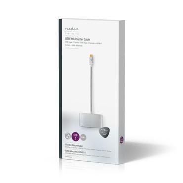 Nedis USB-Adapter  USB 3.2 Gen 1  USB-C™ Stecker  HDMI™ / USB-A Buchse / USB-C™ Buchse  5 Gbps  0.20 m  rund  Vergoldet  Geflochten / Nylon