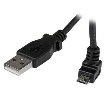 StarTech.com 2m Micro USB Cable Cord - A to Up Angle Micro B - Up Angled Micro USB Cable - 1x USB A (M), 1x USB Micro B (M) - Black (USBAUB2MU) - USB-kabel - Micro-USB Type B til USB - 2 m