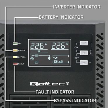 Qoltec - UPS - effektfaktor 1,0, LCD, EPO, online - 2000 Watt - 2000 VA