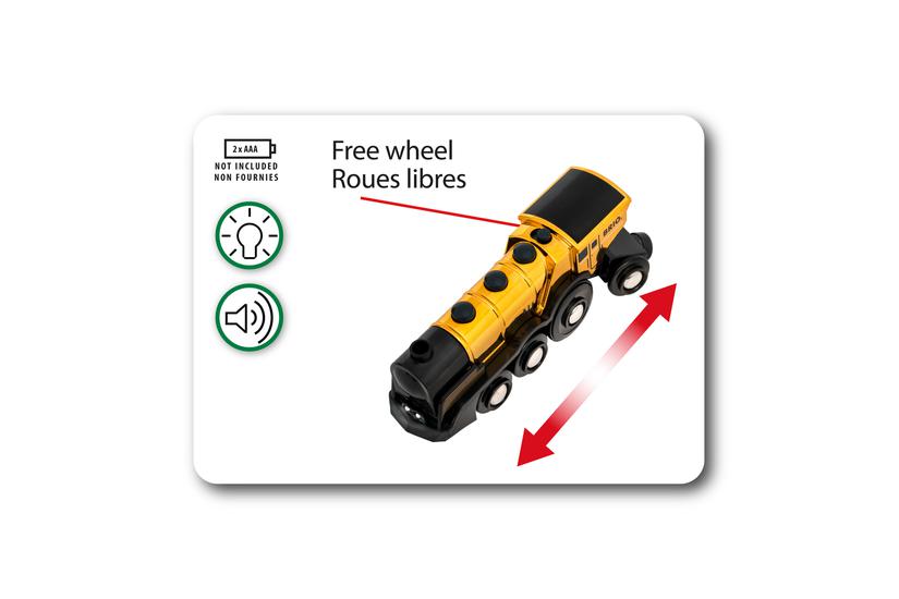 BRIO Golden battery locomotive with light and sound, railway