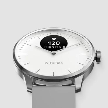 Withings ScanWatch Light - rostfritt st&aring;l - smart klocka med band - p&auml;rlvit