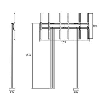 Multibrackets M Public Video Wall Stand Portrait 3-Screens st&auml;ll - f&ouml;r 3 LCD-bildsk&auml;rmar - svart