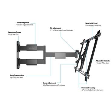 Multibrackets M VESA Flexarm Thin Large monteringssæt - Ultra-Slim - for Tv - sort