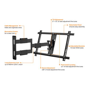 Multibrackets M VESA Flexarm Thin Large monteringssæt - Ultra-Slim - for Tv - sort