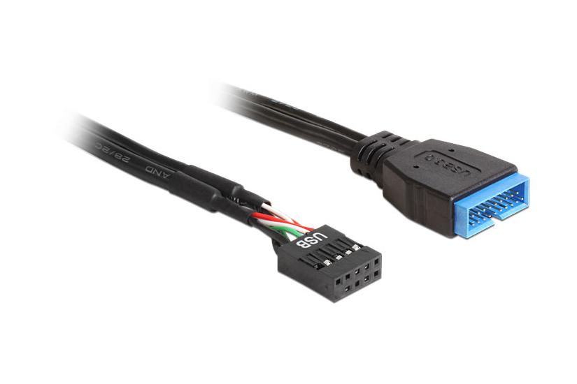 Delock - USB-internkabel - 9-stifts USB-&ouml;verdel till 19-stifts USB 3.0-kontakt - 30 cm