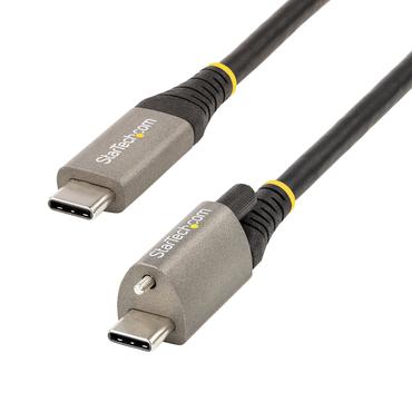 StarTech.com 1 m toppskruvlåsande USB C-kabel 10 Gbit/s - USB 3.1/3.2 Gen 2 Type-C kabel - 100W (5A) Power Delivery-laddning, DP alt-läge - Enkel skruvlåsning - USB-C-kabel ladda/synkronisera - USB typ C-kabel - 24 pin USB-C till 24 pin USB-C - 1 m