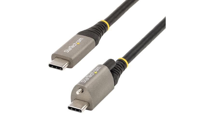 StarTech.com 1 m toppskruvlåsande USB C-kabel 10 Gbit/s - USB 3.1/3.2 Gen 2 Type-C kabel - 100W (5A) Power Delivery-laddning, DP alt-läge - Enkel skruvlåsning - USB-C-kabel ladda/synkronisera - USB typ C-kabel - 24 pin USB-C till 24 pin USB-C - 1 m