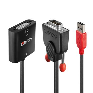 Lindy 38184 videokabel adapter 0,2 m DVI-D VGA (D-Sub) + USB Sort, Orange