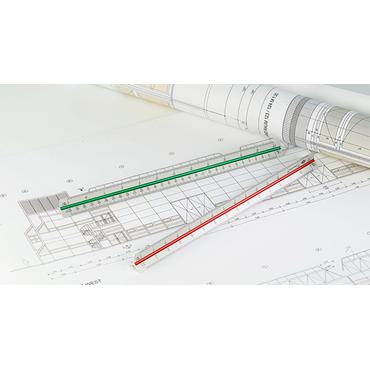 Wedo 52 55101 lineal 322 mm Aluminium Grøn, Rød, Gennemsigtig 1 stk