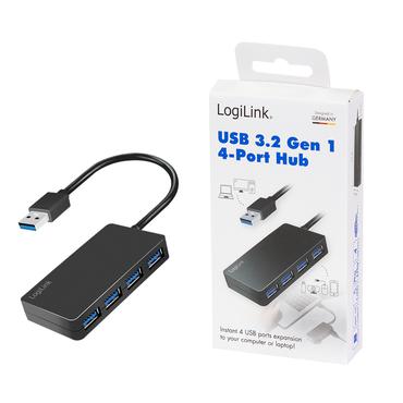 LogiLink UA0396 interface hub USB 3.2 Gen 1 (3.1 Gen 1) Type-A 5000 Mbit/s Sort