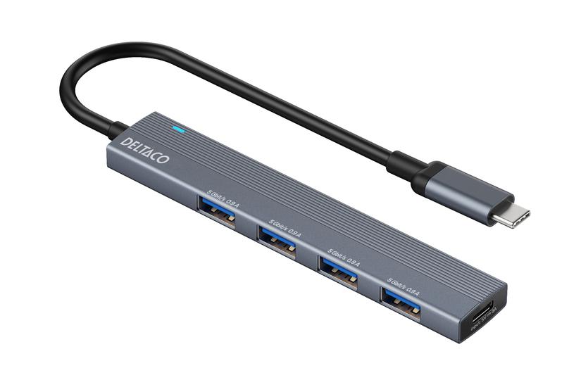DELTACO - hub - 5 Gbps, USB-A - 4 porte