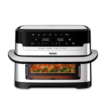 Tefal Dual Easy Fry Flex EY922D 9 L Enkeltstående Varmluftsteger Sort, Rustfrit stål