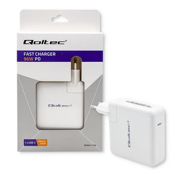 Qoltec str&ouml;madapter - snabb - 24 pin USB-C - 96 Watt