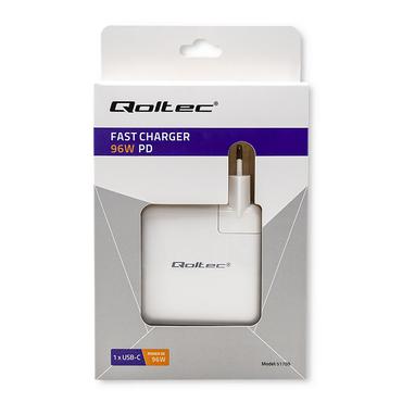 Qoltec str&ouml;madapter - snabb - 24 pin USB-C - 96 Watt