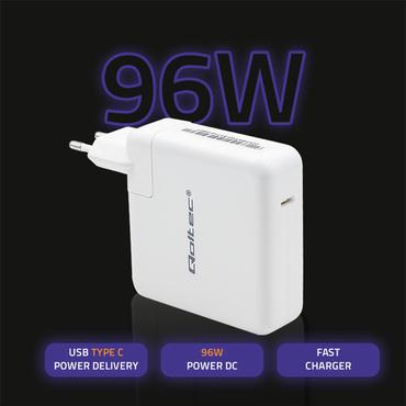 Qoltec str&ouml;madapter - snabb - 24 pin USB-C - 96 Watt