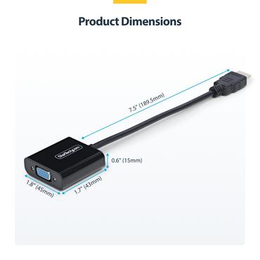 StarTech.com HDMI to VGA Adapter, 1080p, Active Video Converter - videokort - HDMI/VGA/ljud - 18.95 cm