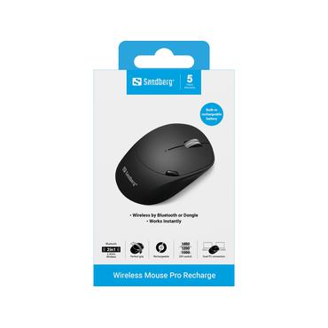Sandberg Pro - mus - USB, 2.4 GHz, Bluetooth 4.0, Bluetooth 5.0