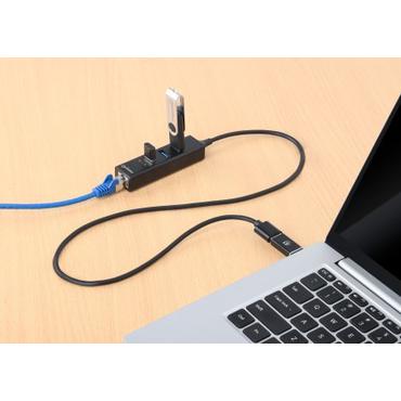 MANHATTAN 3-Port USB 3.0 Typ-C/A Kombo-Hub + Netzwerkadapter