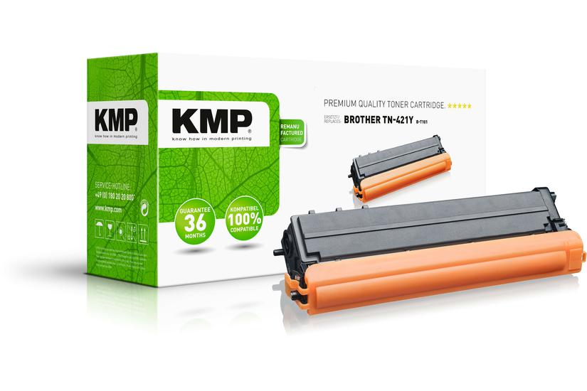 KMP-toner Brother TN-421Y/TN421Y gul 1800 S. B-T101 renoverad.