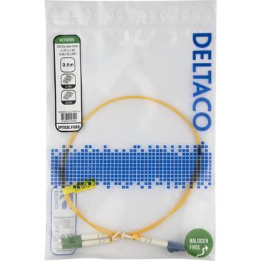 Deltaco OS2 Fiber cable, LC - LC, duplex, UPC/APC, 0,5m