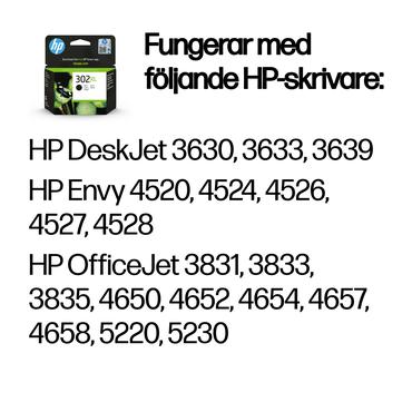 HP Original 302XL-bl&aelig;kpatron med h&oslash;j kapacitet, sort