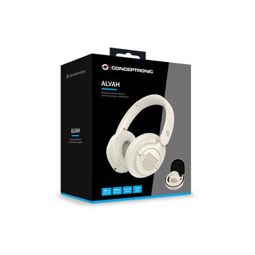 CONCEPTRONIC Headset Tr&aring;dl&ouml;s Bluetooth 5.4 Bullerd&auml;mpning vit