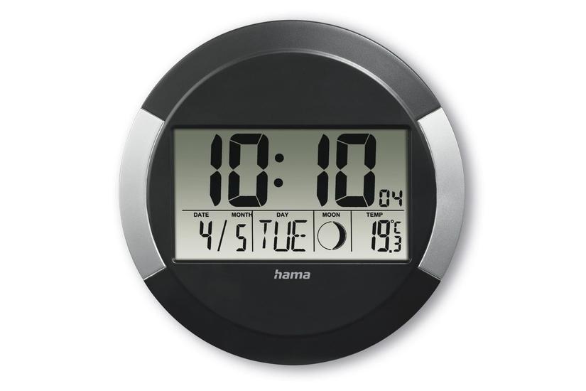 Hama Ischia Radiostyret ur Rund Sort, S&oslash;lv