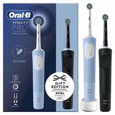 Oral-B Vitality Pro Duo Voksen Roterende, pulserende tandbørste Sort, Blå, Hvid