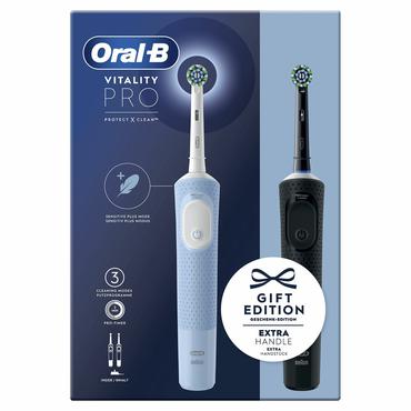 Oral-B Vitality Pro Duo Voksen Roterende, pulserende tandbørste Sort, Blå, Hvid