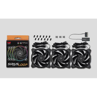 InWin Sirius Loop RGB PWM LÃÂ¼fter 3er Pack inkl. RGB-Controller - 120 mm, schwarz