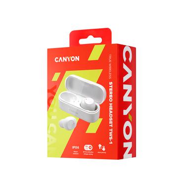 Canyon CNE-CBTHS1W Kopfhörer & Headset Kabellos im Ohr Anrufe/Musik USB Typ-C Bluetooth Weiß (CNE-CBTHS1W)