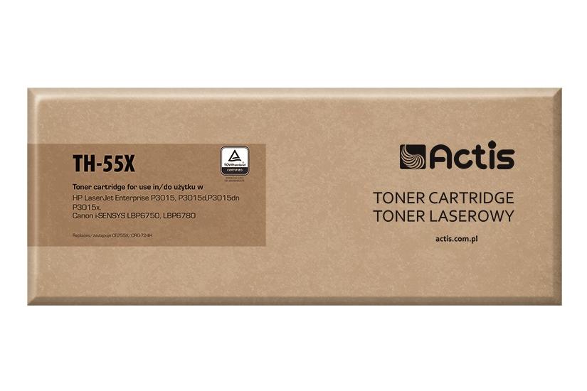 Actis Tonerpatron TH-55X (erstatning HP 55X CE255X, Canon CRG-724H; Standard; 12500 sider; sort)